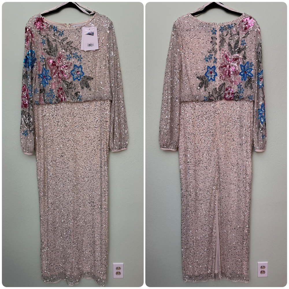 MAC DUGGAL 5615 DRESS size 16 beige  embellished floral gown - Picture 14 of 17